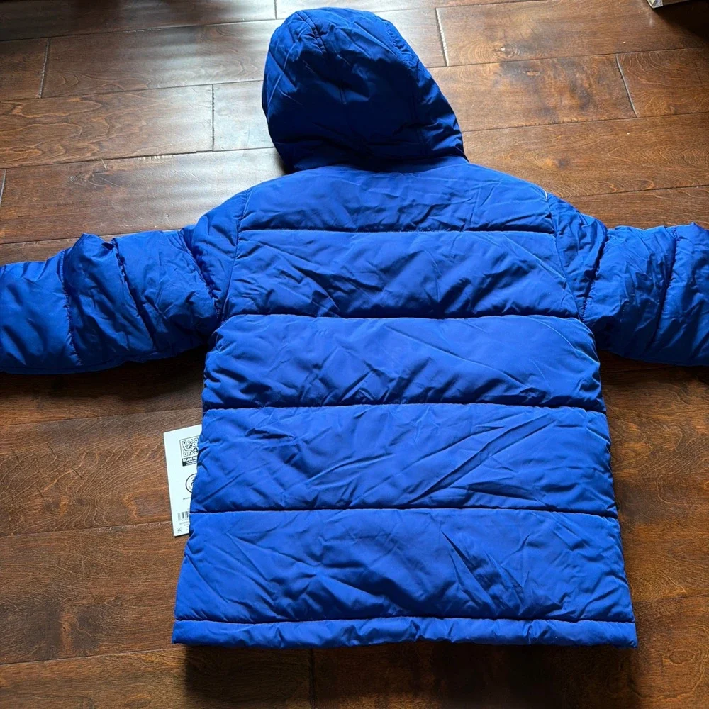 Members Mark Boys Blue Puffer Jacket Removable Hood Sherpa Lined Medium 8 NEW